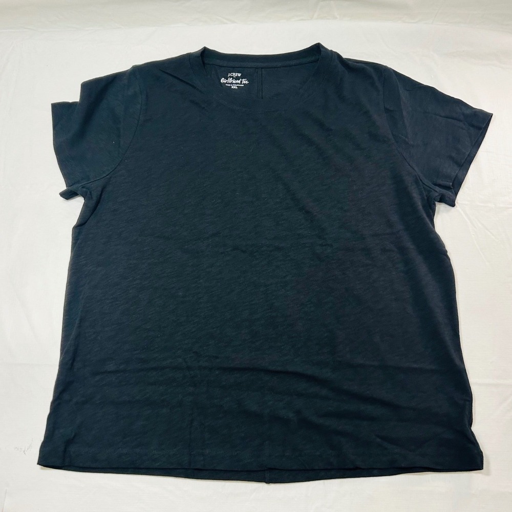 J.Crew Girlfriend Tee Black Slub Cotton Short Sleeve Crew Neck Top XXL 3630
